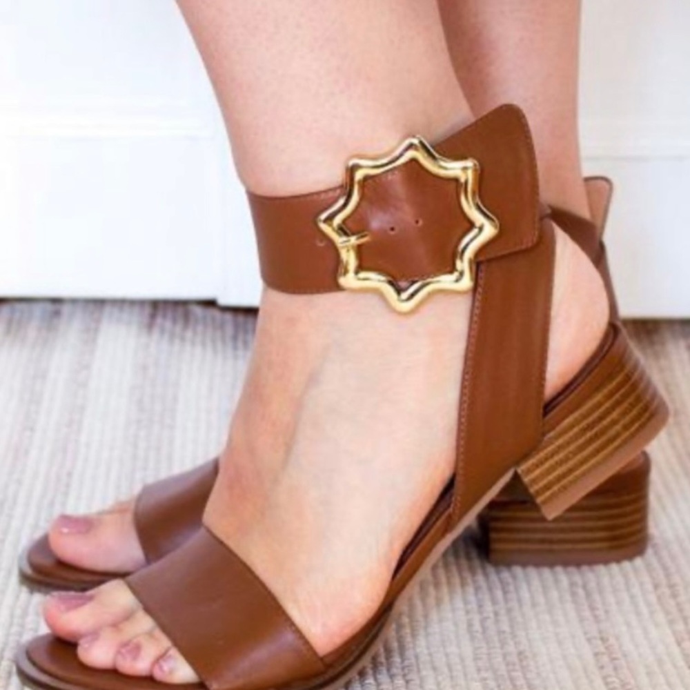 Jack Rogers Brown Sandals with Gold Accent